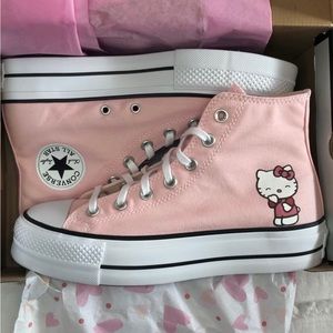 Pink Platform Hello Kitty Converse